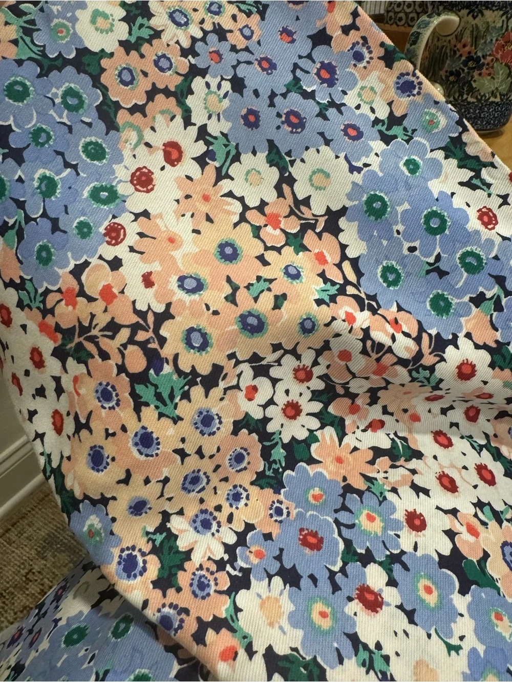 kate spade new york Daisy Gardens Printed 1 Piece Shower Curtain, 72 x 72 “